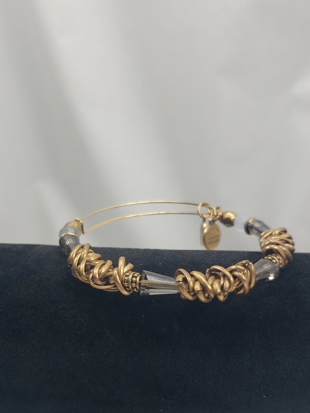 Alex and Ani Beaded Russian Dark Gold Tone Bracelet Bangle